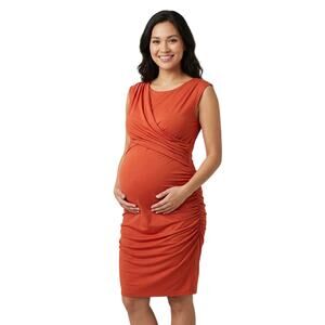 A Pea in the Pod Maternity Dress Medium Orange Luxury Workwear Office Comfort